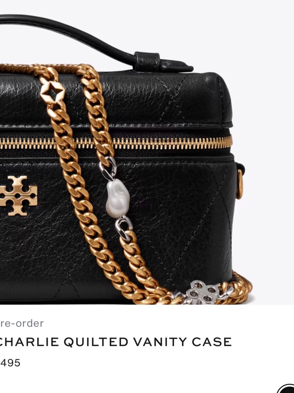 Tory Burch Black CHARLIE QUILTED VANITY CASE - Picture 3 of 5
